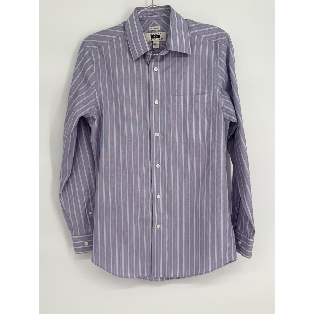 Joseph Abboud Mens Purple Striped Dress Shirt Sz 14.5 32/33 100% Egyptian Cotton